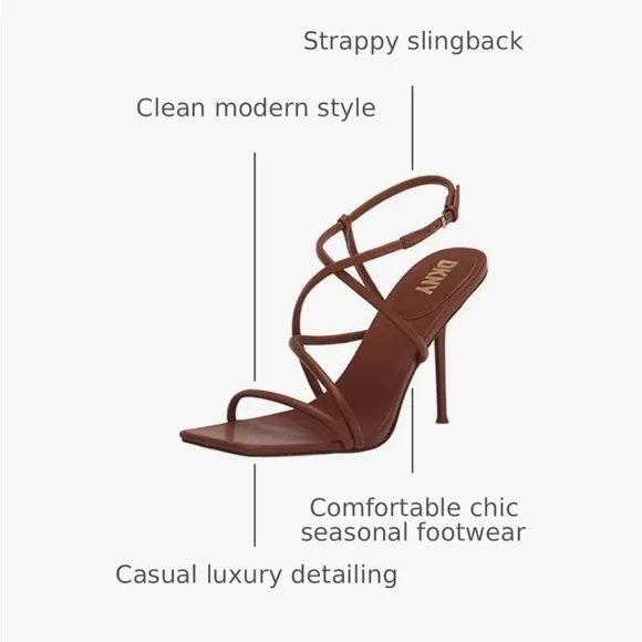 DKNY Strappy High Heel Sandals – Dk Cognac
Size 6 | New with Box - Picture 4 of 9